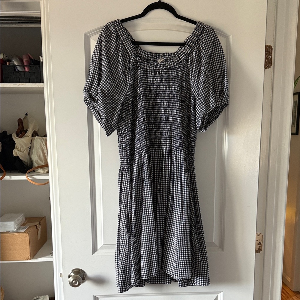 Madewell Black and White Gingham Midi Dress